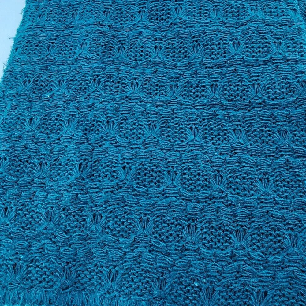 Vtg‎ Everitt Set of 2 Knit Scarf/Hat with Faux Fur Trim Blue/Black 100% Acrylic